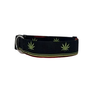 1.5” Black Cannabis Dog Collar